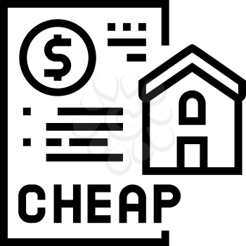 cheap house construction line icon vector. cheap house construction sign. isolated contour symbol black illustration
