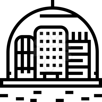 cosmic city under dome line icon vector. cosmic city under dome sign. isolated contour symbol black illustration