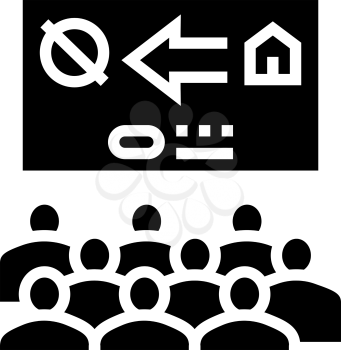 colonization presentation meeting glyph icon vector. colonization presentation meeting sign. isolated contour symbol black illustration
