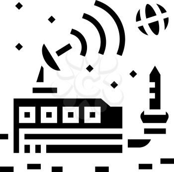 space base sending signal on earth glyph icon vector. space base sending signal on earth sign. isolated contour symbol black illustration