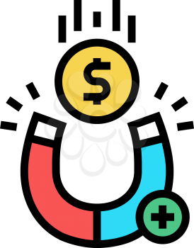 magnetic attracting money color icon vector. magnetic attracting money sign. isolated symbol illustration