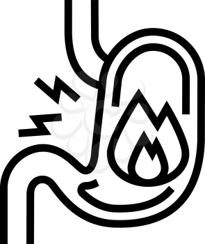 heartburn stomach line icon vector. heartburn stomach sign. isolated contour symbol black illustration