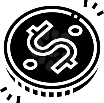 coin golden glyph icon vector. coin golden sign. isolated contour symbol black illustration