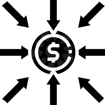 income money glyph icon vector. income money sign. isolated contour symbol black illustration