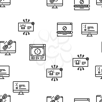Not Found Web Page Vector Seamless Pattern Thin Line Illustration