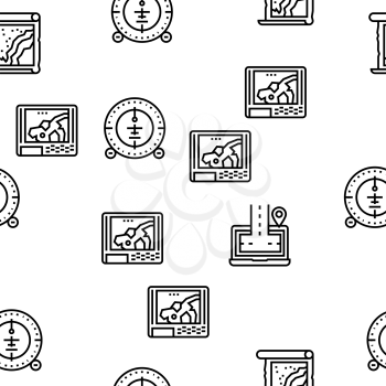 Map Location System Vector Seamless Pattern Thin Line Illustration