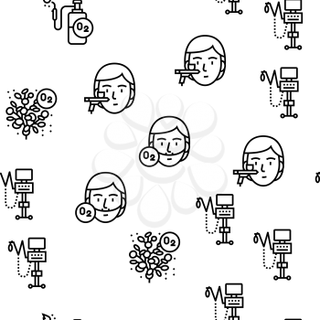 Oxygen O2 Chemical Vector Seamless Pattern Thin Line Illustration