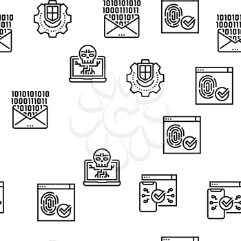 Internet Security Vector Seamless Pattern Thin Line Illustration