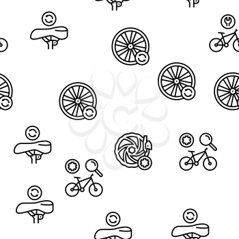 Bike Repair Service Vector Seamless Pattern Thin Line Illustration
