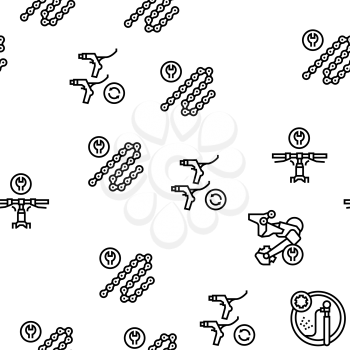 Bike Repair Service Vector Seamless Pattern Thin Line Illustration