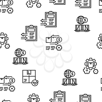 Export Import Logistic Vector Seamless Pattern Thin Line Illustration