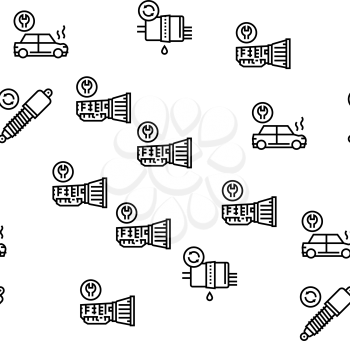 Car Service Garage Vector Seamless Pattern Thin Line Illustration