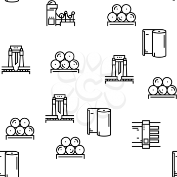 Paper Production Plant Vector Seamless Pattern Thin Line Illustration