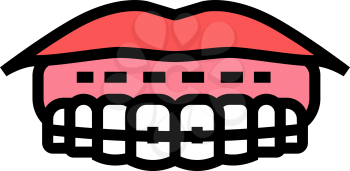 sticking to lips tooth braces color icon vector. sticking to lips tooth braces sign. isolated symbol illustration