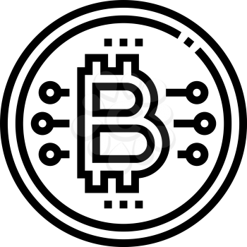 bitcoin coin ico line icon vector. bitcoin coin ico sign. isolated contour symbol black illustration