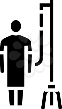 patient with dropper glyph icon vector. patient with dropper sign. isolated contour symbol black illustration