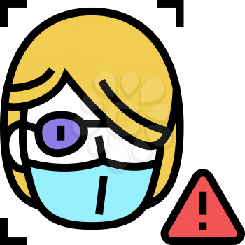 non-recognition face id because of eye patch and facial mask color icon vector. non-recognition face id because of eye patch and facial mask sign. isolated symbol illustration