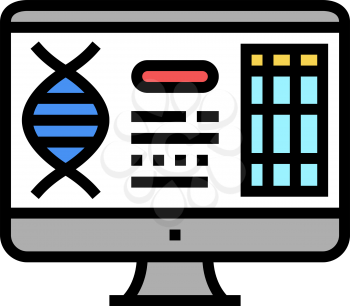computer research genetic molecule color icon vector. computer research genetic molecule sign. isolated symbol illustration