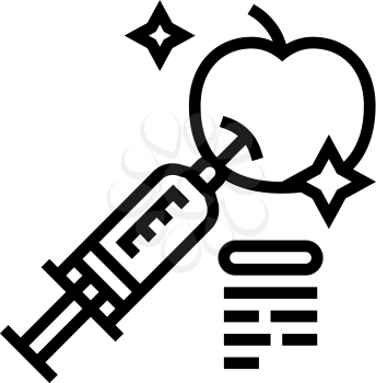 fruits genetic syringe line icon vector. fruits genetic syringe sign. isolated contour symbol black illustration