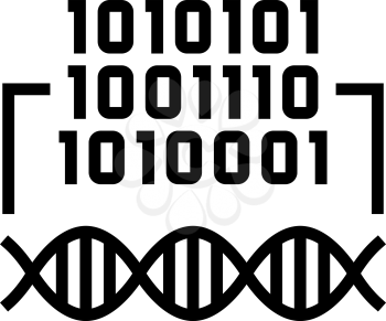 binary code genetic information line icon vector. binary code genetic information sign. isolated contour symbol black illustration