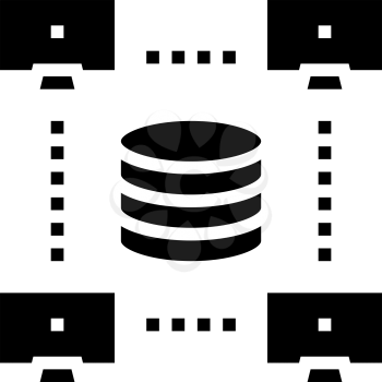 network working digital processing glyph icon vector. network working digital processing sign. isolated contour symbol black illustration