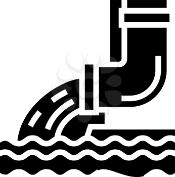 water flowing from drainage pipe glyph icon vector. water flowing from drainage pipe sign. isolated contour symbol black illustration