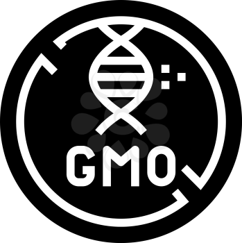 gmo genetic product free glyph icon vector. gmo genetic product free sign. isolated contour symbol black illustration