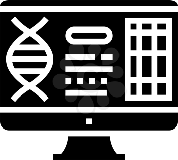 computer research genetic molecule glyph icon vector. computer research genetic molecule sign. isolated contour symbol black illustration