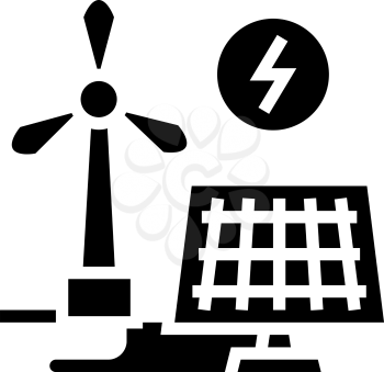 solar panel energy saving glyph icon vector. solar panel energy saving sign. isolated contour symbol black illustration