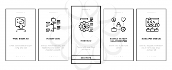 About Me Presentation Onboarding Mobile App Page Screen Vector. Positive And Negative Human Traits About Me, Business Career And Diploma, Iq And Knowledge Illustrations