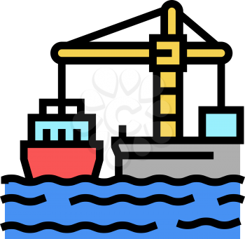 crane loader port machine color icon vector. crane loader port machine sign. isolated symbol illustration