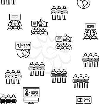 Crowdsourcing Business Vector Seamless Pattern Thin Line Illustration