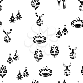 Handmade Jewellery Vector Seamless Pattern Thin Line Illustration