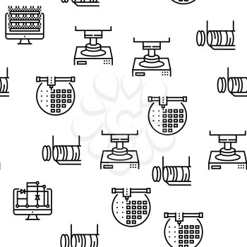 Semiconductor Manufacturing Plant Seamless Pattern Thin Line Illustration