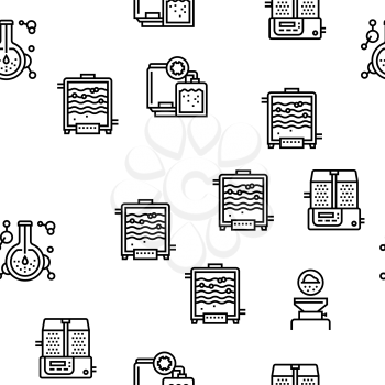 Pharmaceutical Production Factory Seamless Pattern Thin Line Illustration