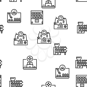 Pharmaceutical Production Factory Seamless Pattern Thin Line Illustration