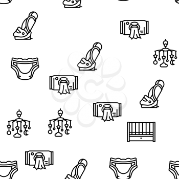 Baby Shop Selling Tool Vector Seamless Pattern Thin Line Illustration