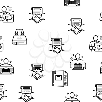 Law Notary Advising Vector Seamless Pattern Thin Line Illustration
