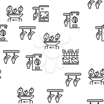 Chicken Meat Factory Vector Seamless Pattern Thin Line Illustration