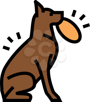 playing with stick, ball, disc dog color icon vector. playing with stick, ball, disc dog sign. isolated symbol illustration