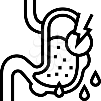 leaks in gastrointestinal system line icon vector. leaks in gastrointestinal system sign. isolated contour symbol black illustration