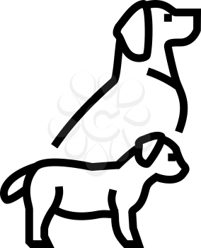 puppy and dog line icon vector. puppy and dog sign. isolated contour symbol black illustration