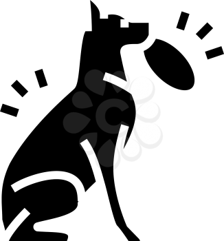 playing with stick, ball, disc dog line icon vector. playing with stick, ball, disc dog sign. isolated contour symbol black illustration