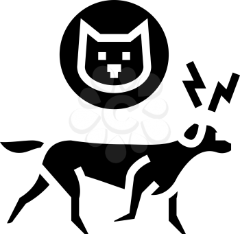 dog chasing cat line icon vector. dog chasing cat sign. isolated contour symbol black illustration