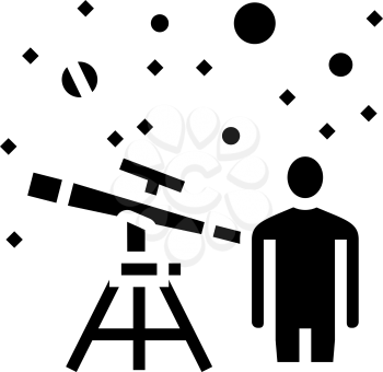 astronomer watching in telescope on stars line icon vector. astronomer watching in telescope on stars sign. isolated contour symbol black illustration
