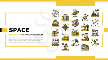 Space Base New Home Landing Web Page Header Banner Template Vector. Space Base Construction And Greenhouse, Planet Colonization And Building City Illustration