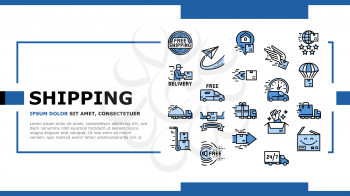 Free Shipping Service Landing Web Page Header Banner Template Vector. Delivery Boy And Truck, Aircraft Worldwide Free Shipping And Warehouse Storage Illustration