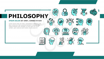 Philosophy Science Landing Web Page Header Banner Template Vector. Social Philosophy And Logic, Aesthetics And Ethics, Metaphilosophy And Epistemology Illustration