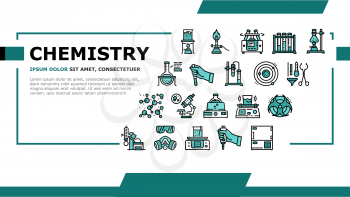 Chemistry Laboratory Landing Web Page Header Banner Template Vector. Microscope And Burner, Heating Device And Scales Chemistry Lab Equipment And Tool Illustration