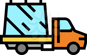 glass transportation on truck color icon vector. glass transportation on truck sign. isolated symbol illustration